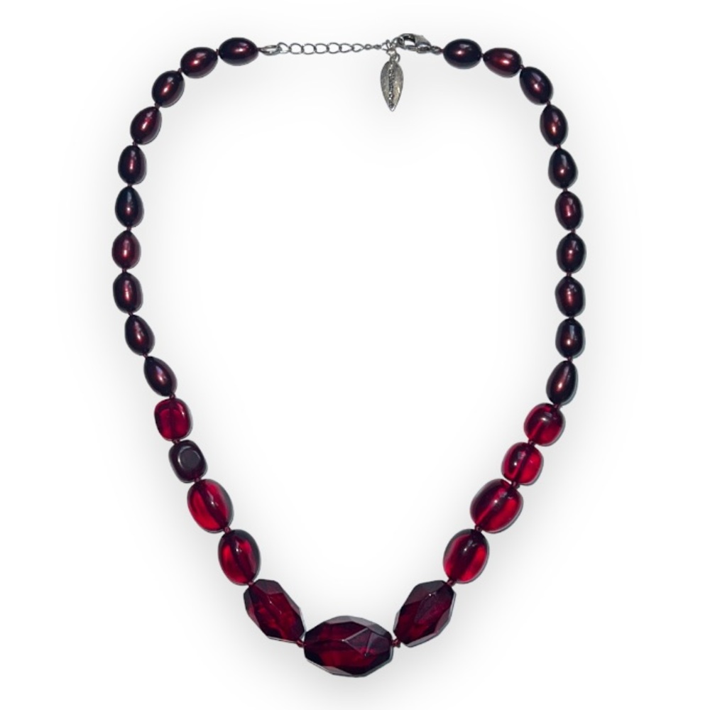 Coldwater Creek Crimson Red Beaded Statement Necklace